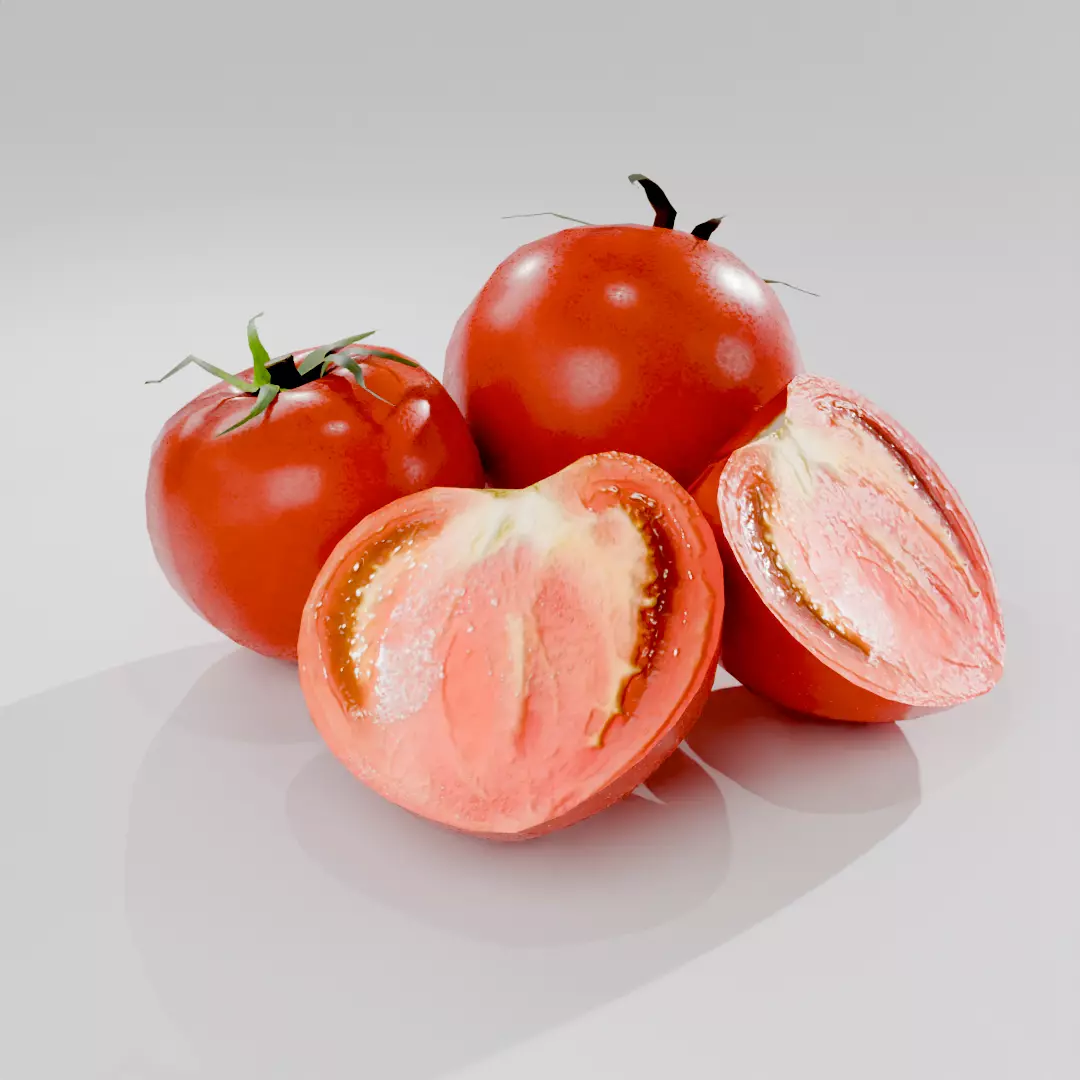 Vegetable Tomato Includes Cut Model Free low-poly 3D model_0