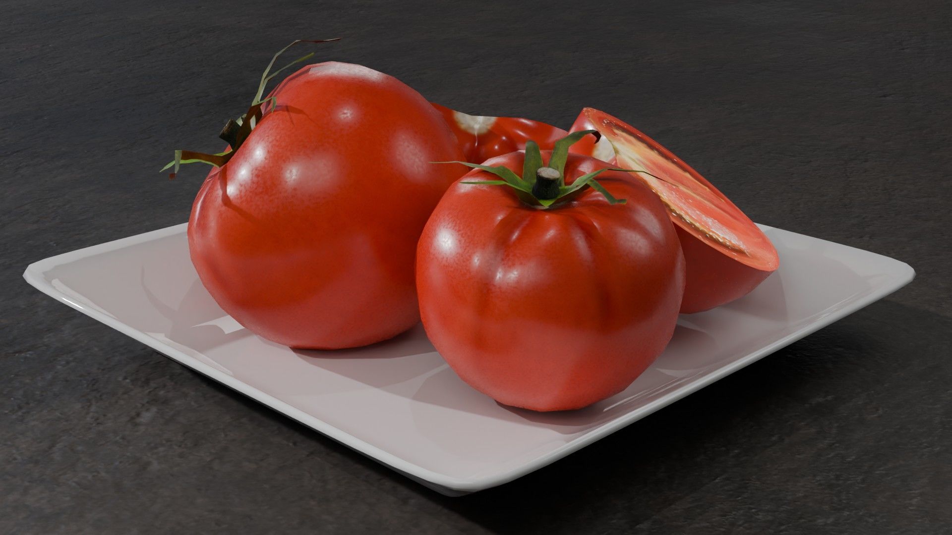Vegetable Tomato Includes Cut Model Free low-poly 3D model_3
