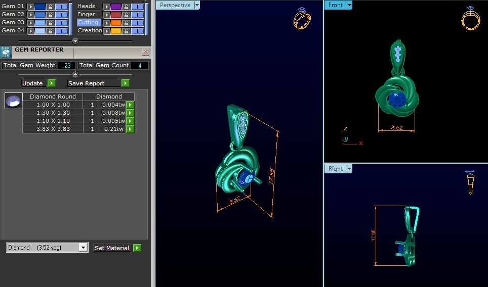Diamond Pendant 3D print model_4