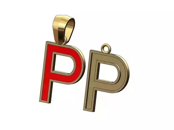 P letter initial enamel stepped pendant charm bail
