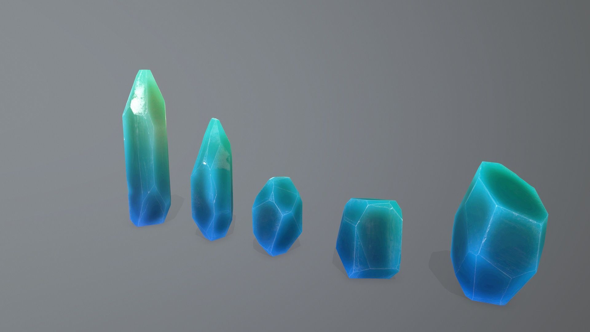 Crystal Set Low-poly 3D model_4