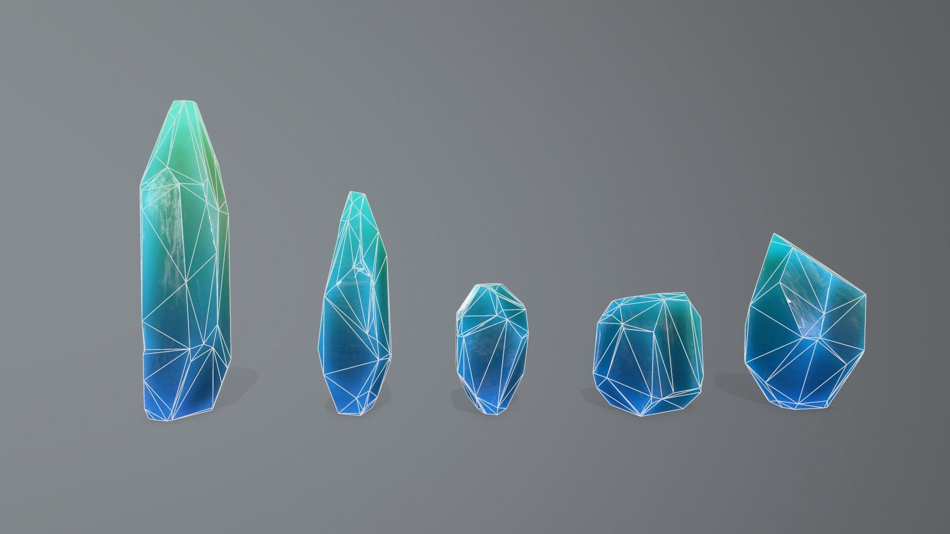 Crystal Set Low-poly 3D model_11