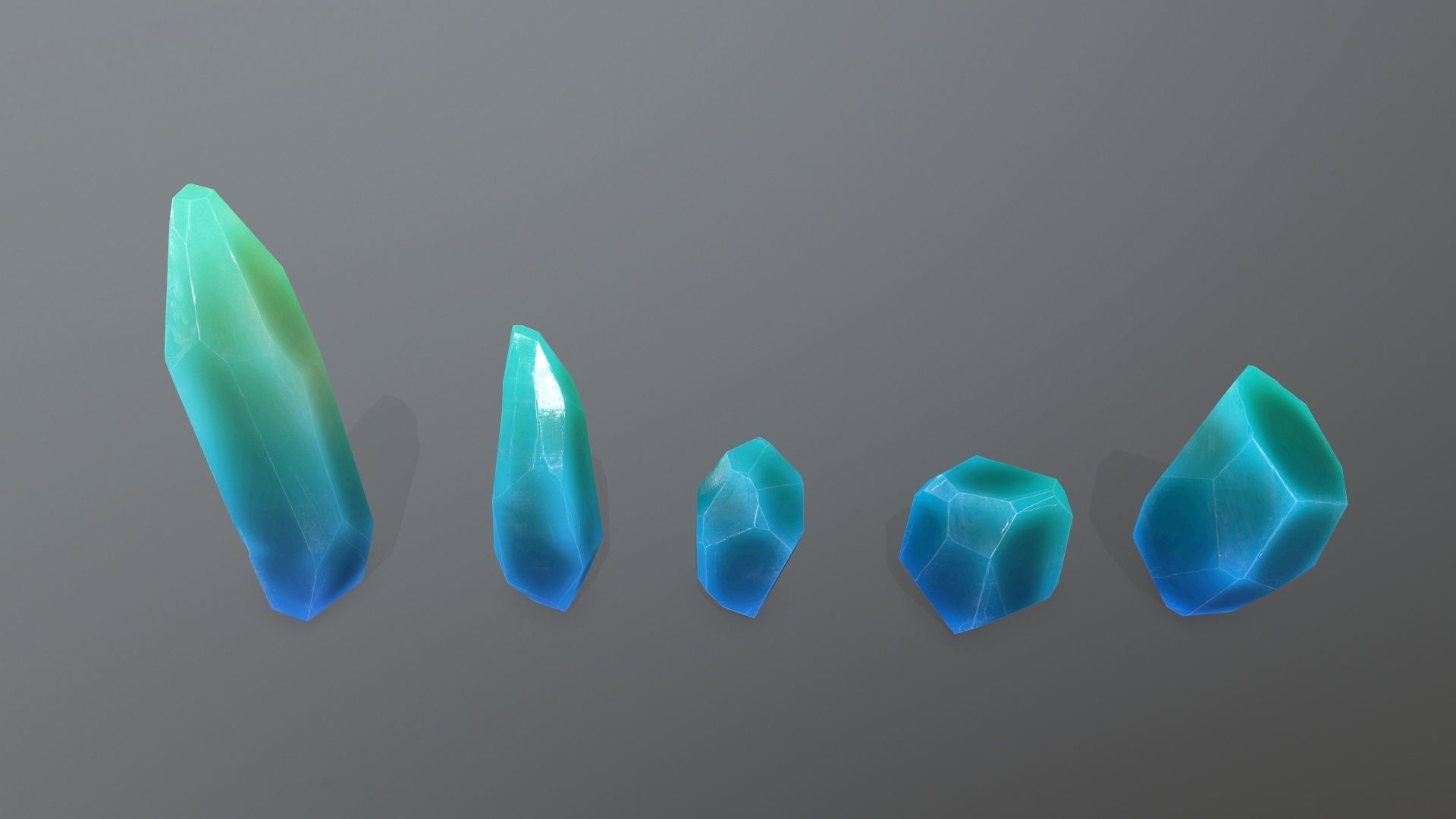 Crystal Set Low-poly 3D model_9