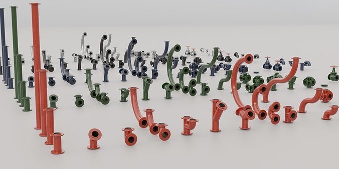Iron Pipes Low-poly 3D model
