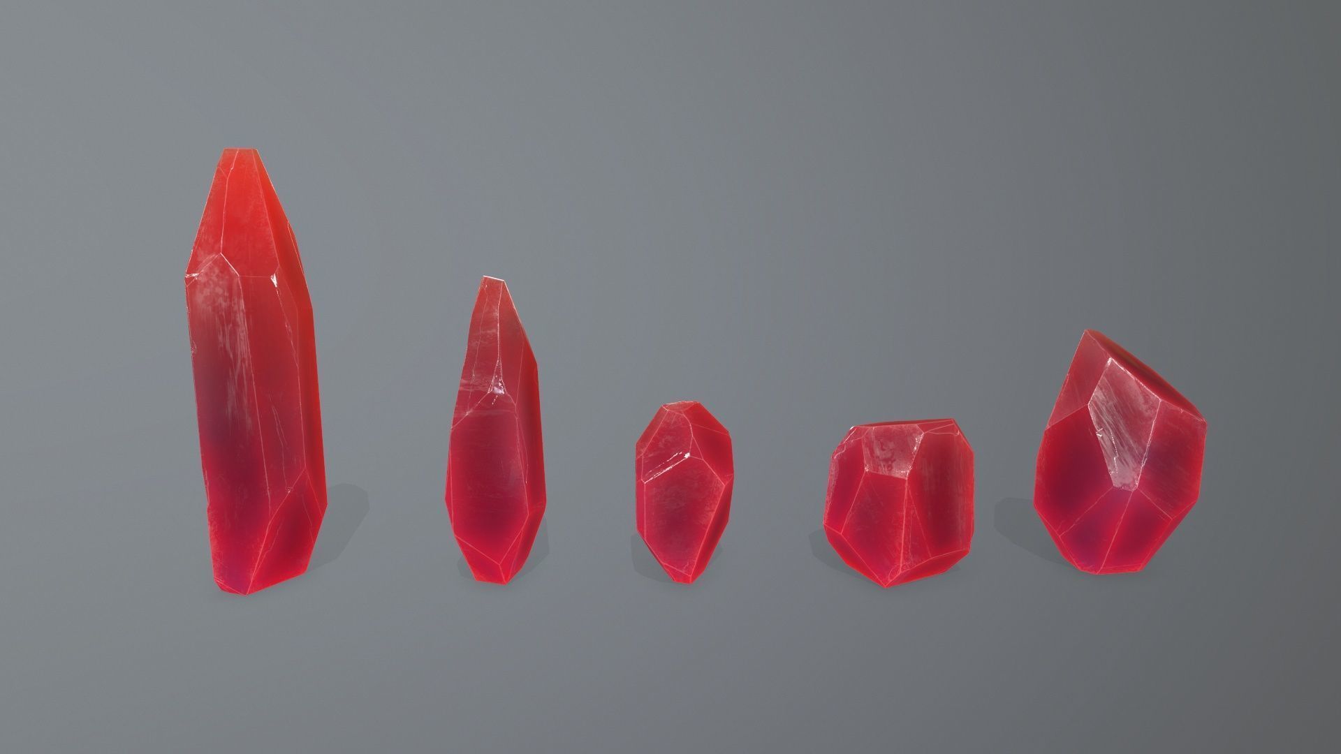 Crystal Set Low-poly 3D model_2