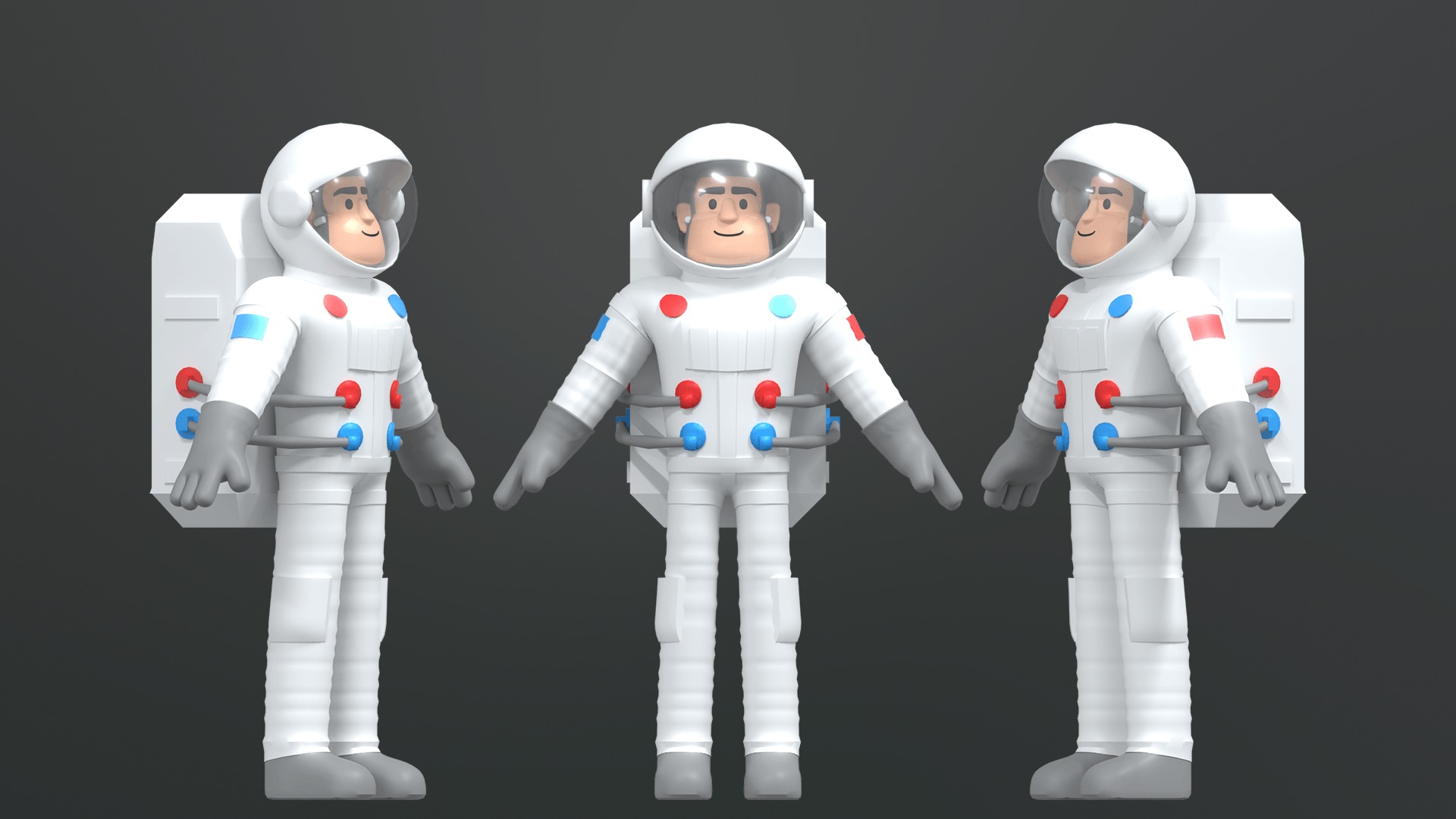 Minimal Astronaut Low-poly 3D model_4