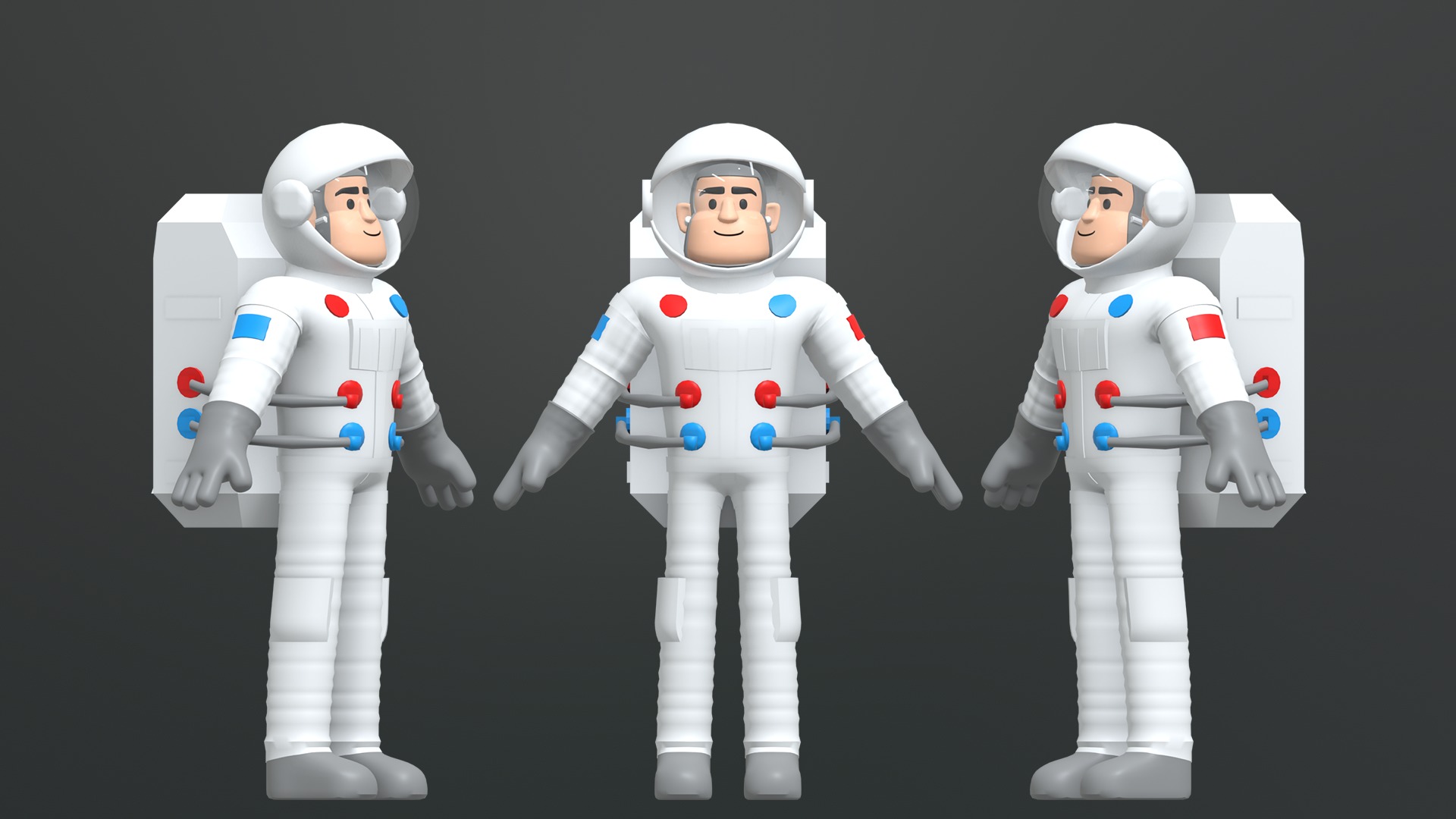 Minimal Astronaut Low-poly 3D model_5