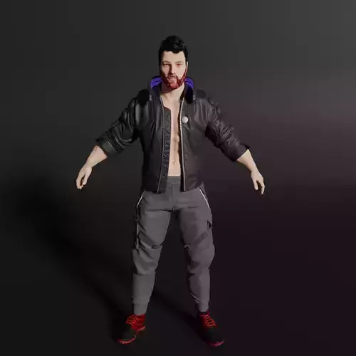 Cyberpunk Buff Character  Low-poly 3D model