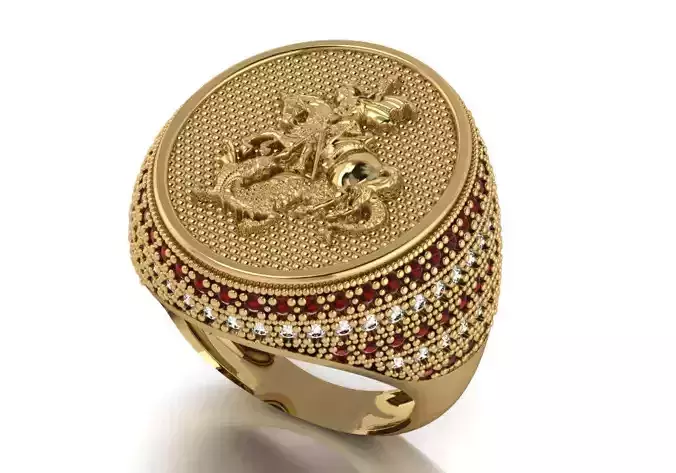 Anel Sao Jorge - redondo com pedras