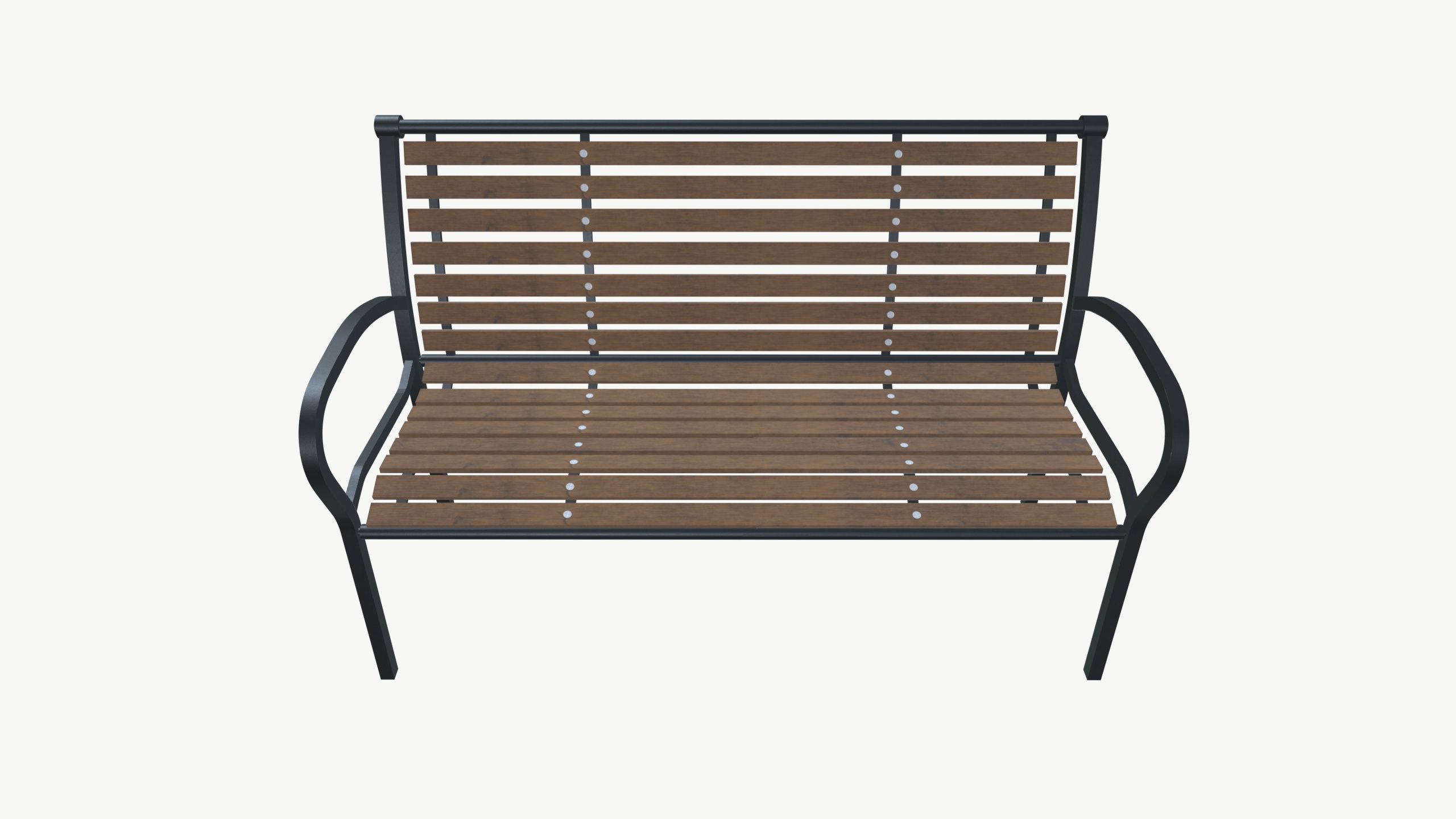 Park Bench Low-poly 3D model_5