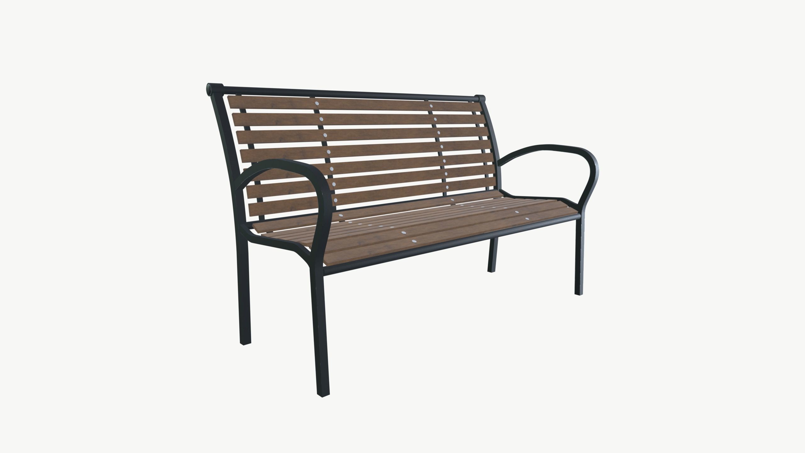 Park Bench Low-poly 3D model_2