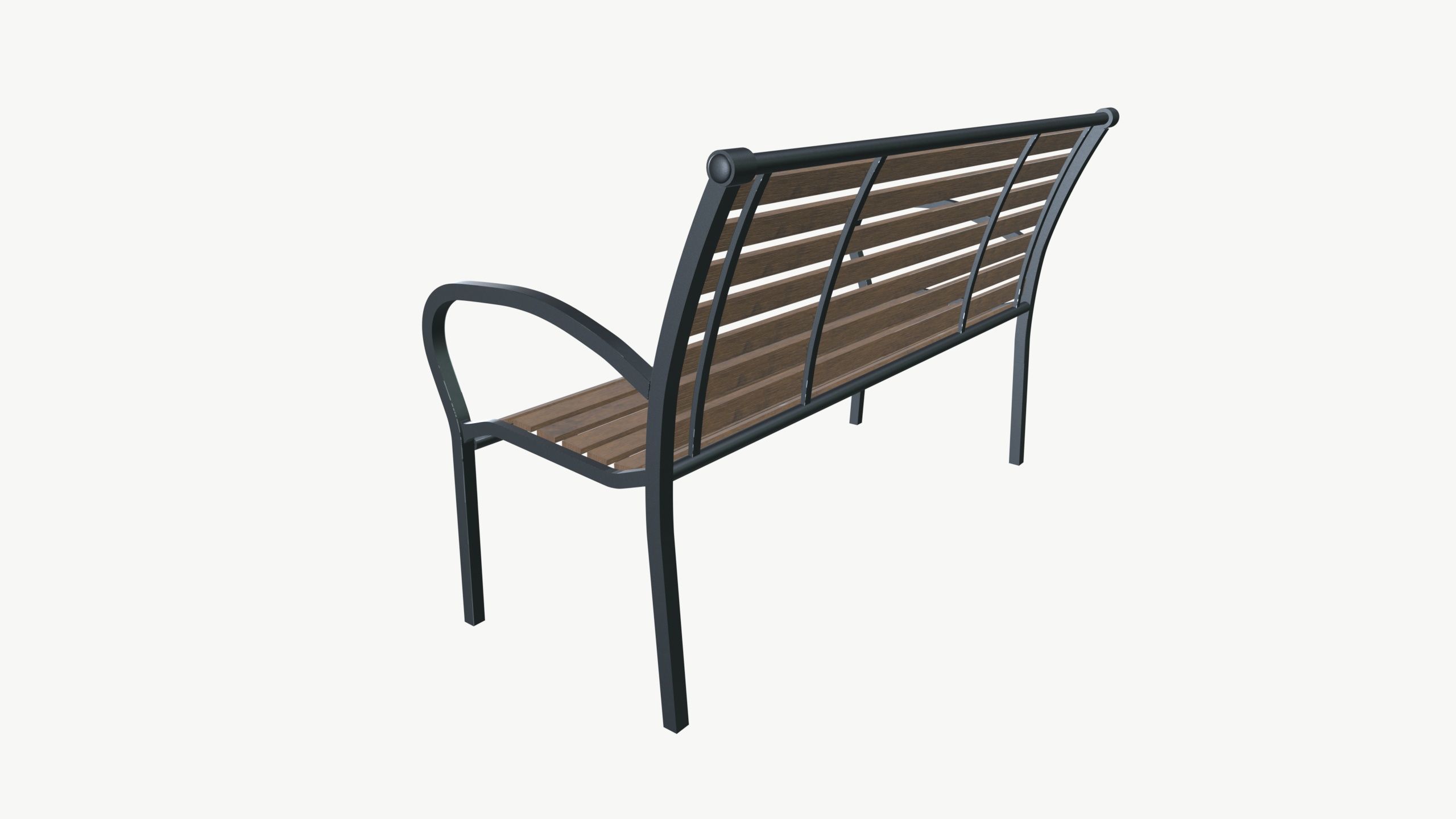 Park Bench Low-poly 3D model_4