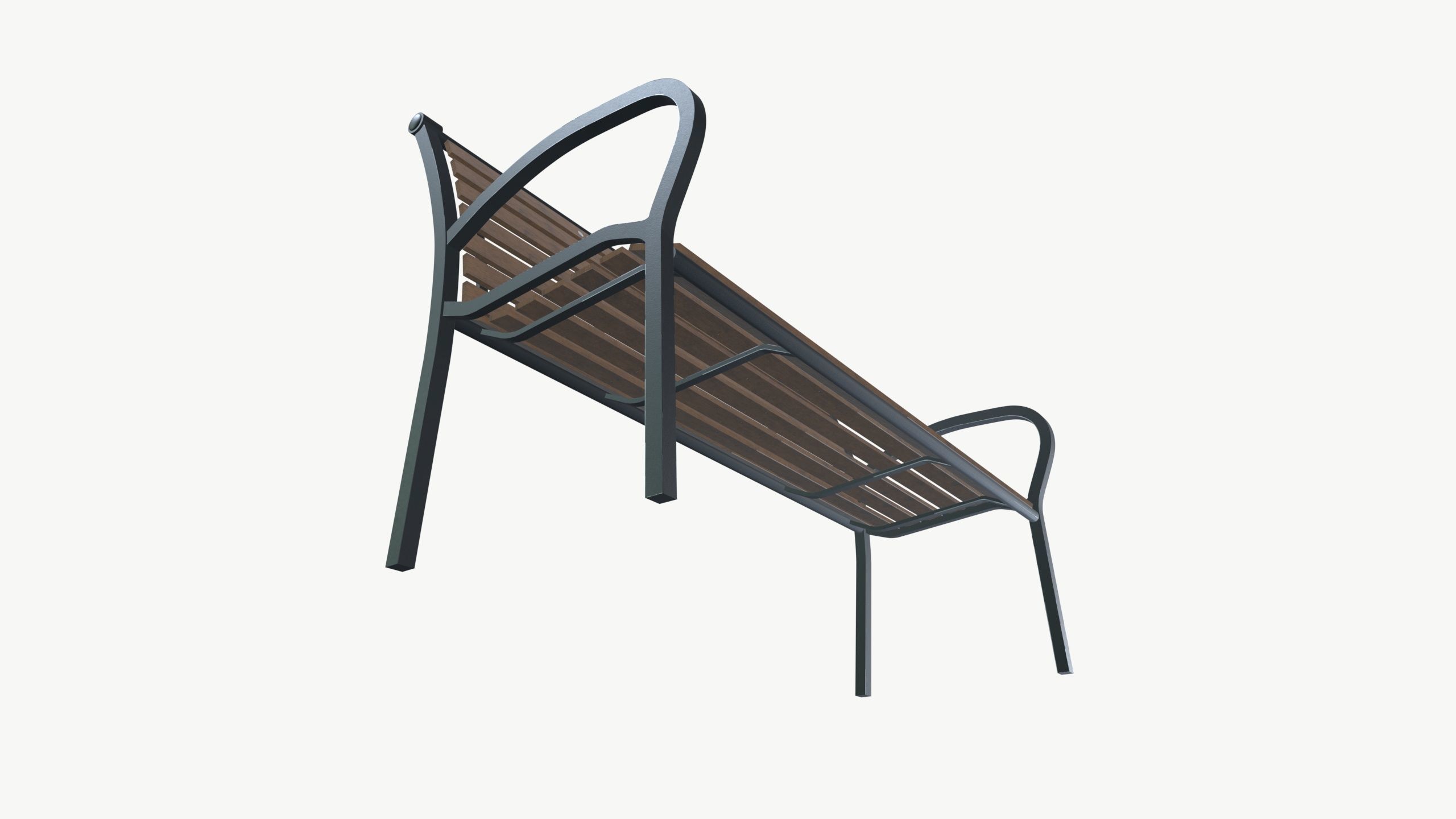 Park Bench Low-poly 3D model_6