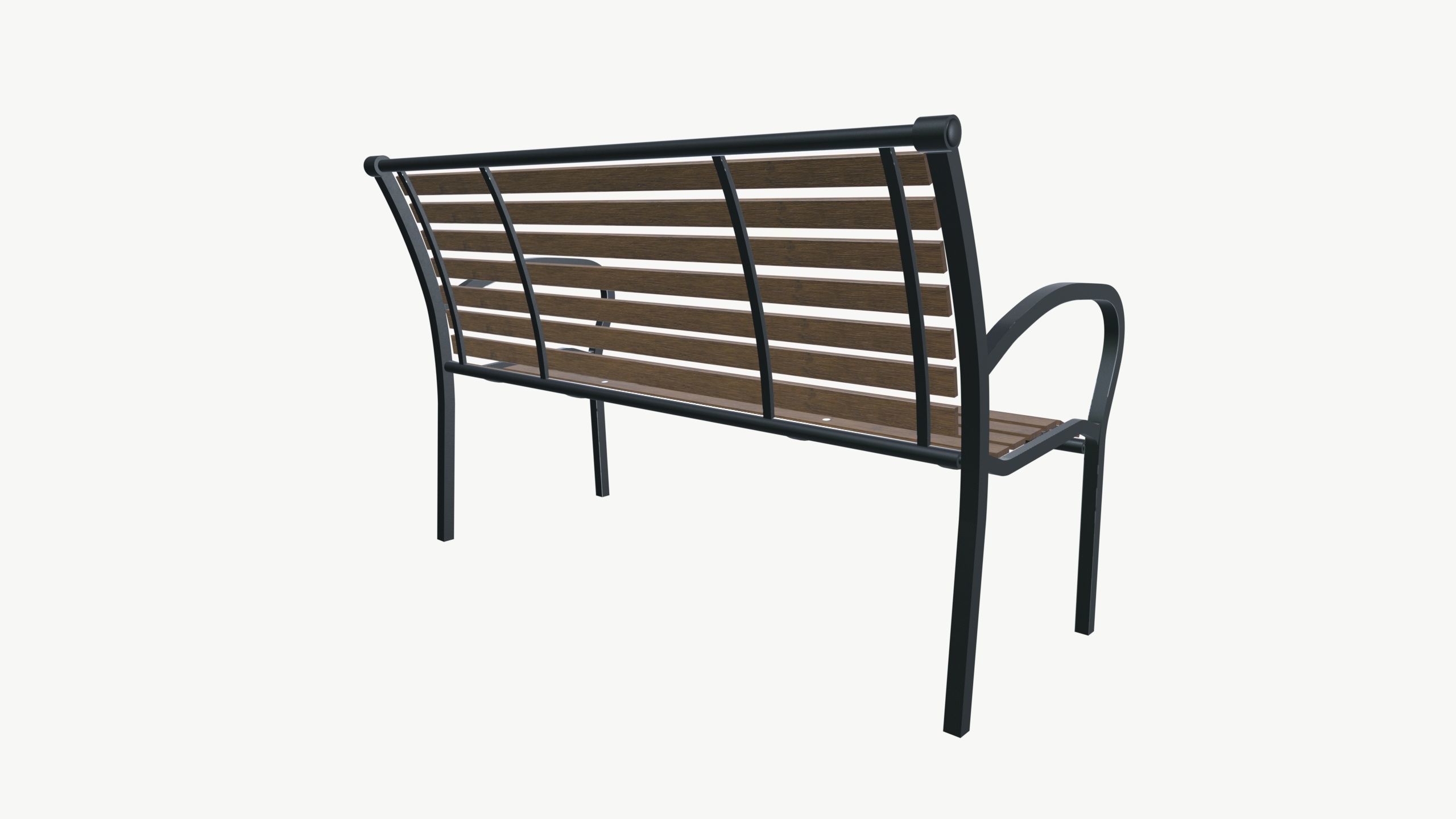 Park Bench Low-poly 3D model_3
