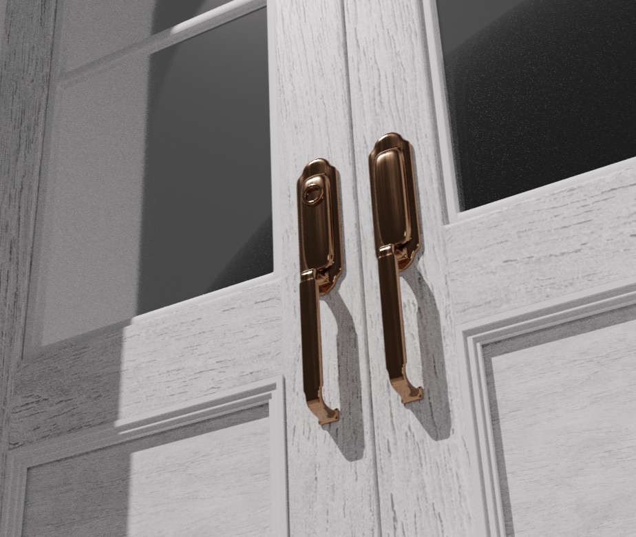 Classic Arch Wooden Double Glass Main Door 3D model_10
