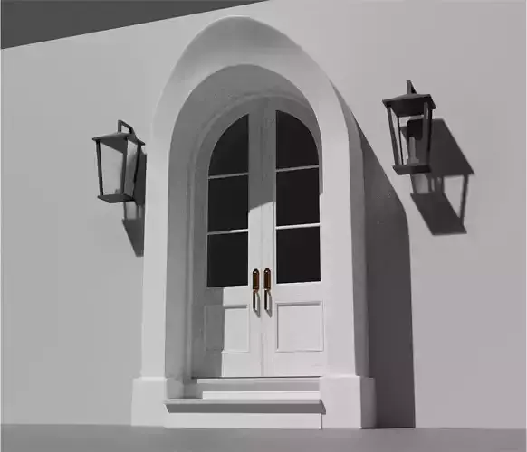 Classic Arch Wooden Double Glass Main Door