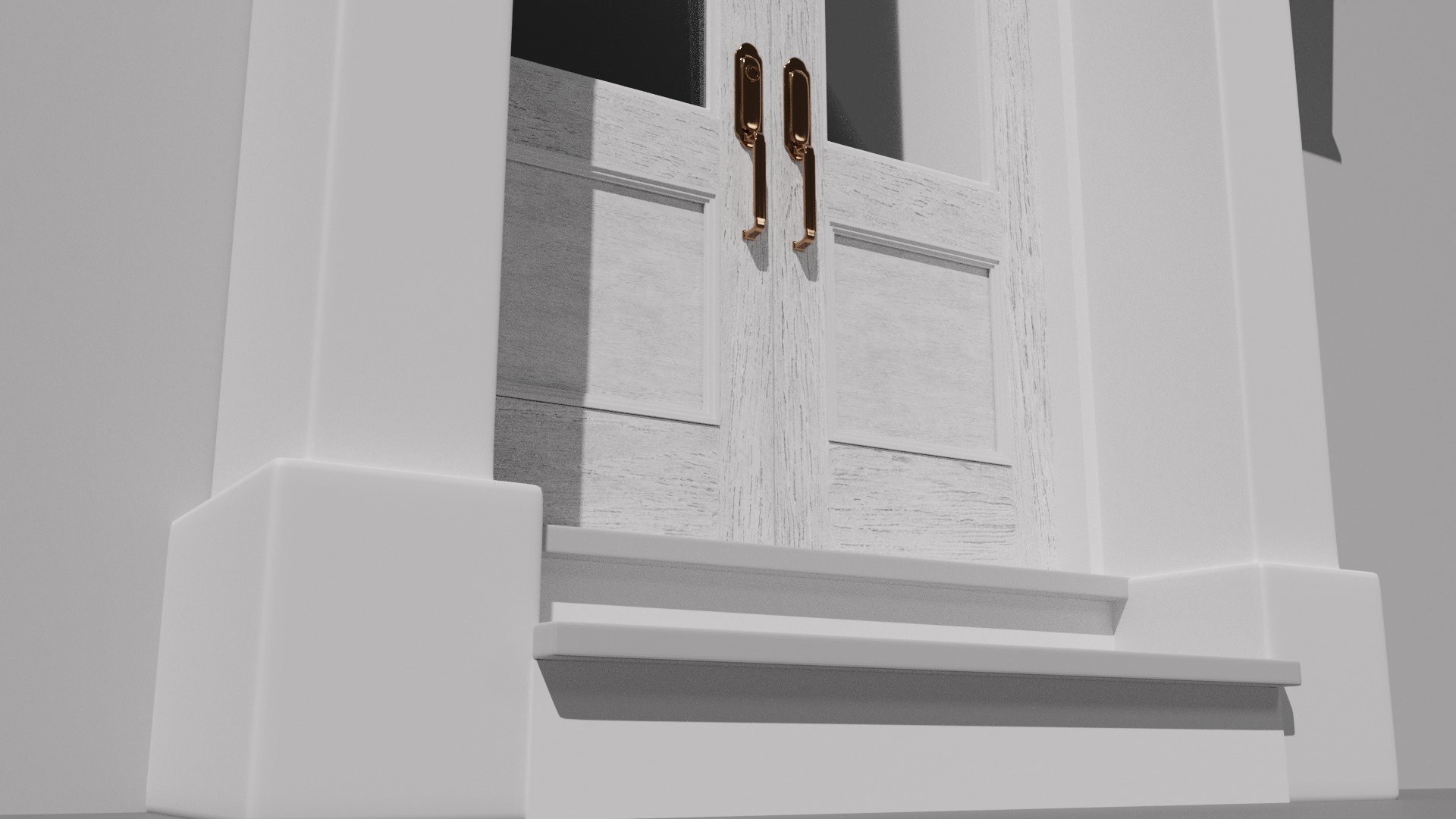 Classic Arch Wooden Double Glass Main Door 3D model_11