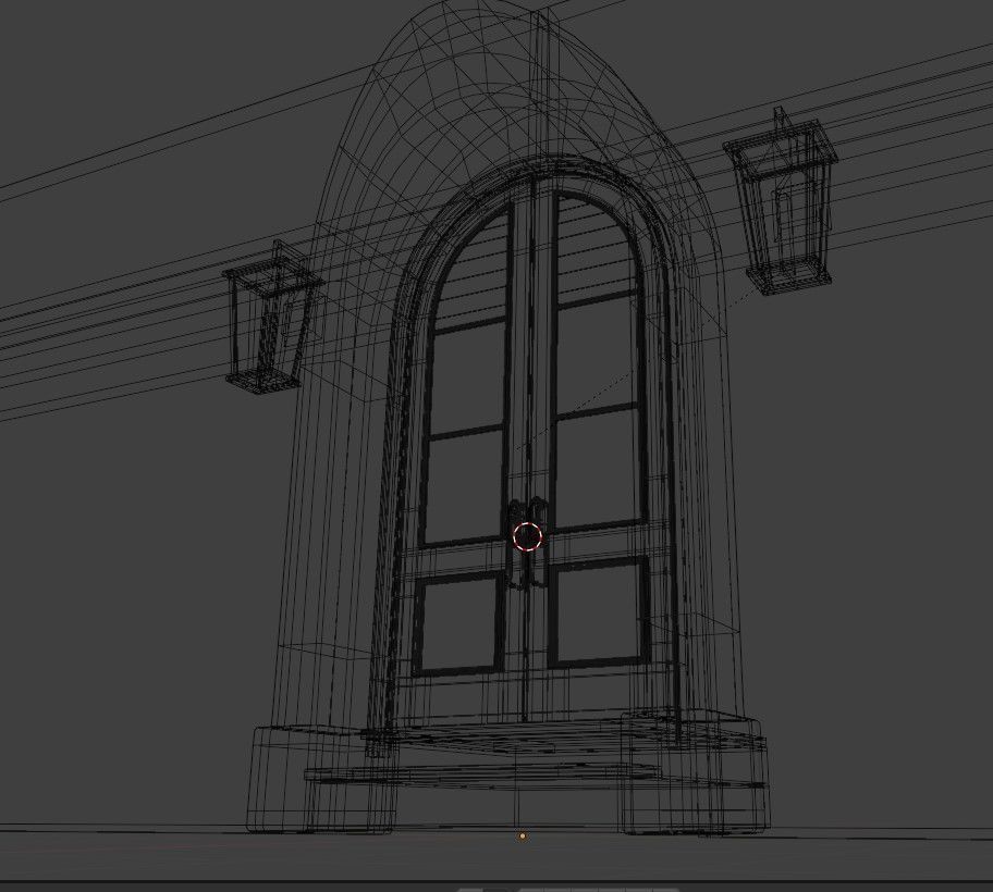 Classic Arch Wooden Double Glass Main Door 3D model_19