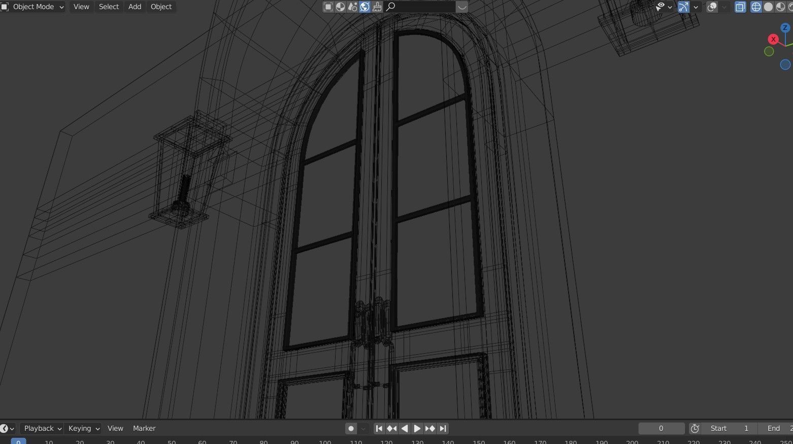 Classic Arch Wooden Double Glass Main Door 3D model_16