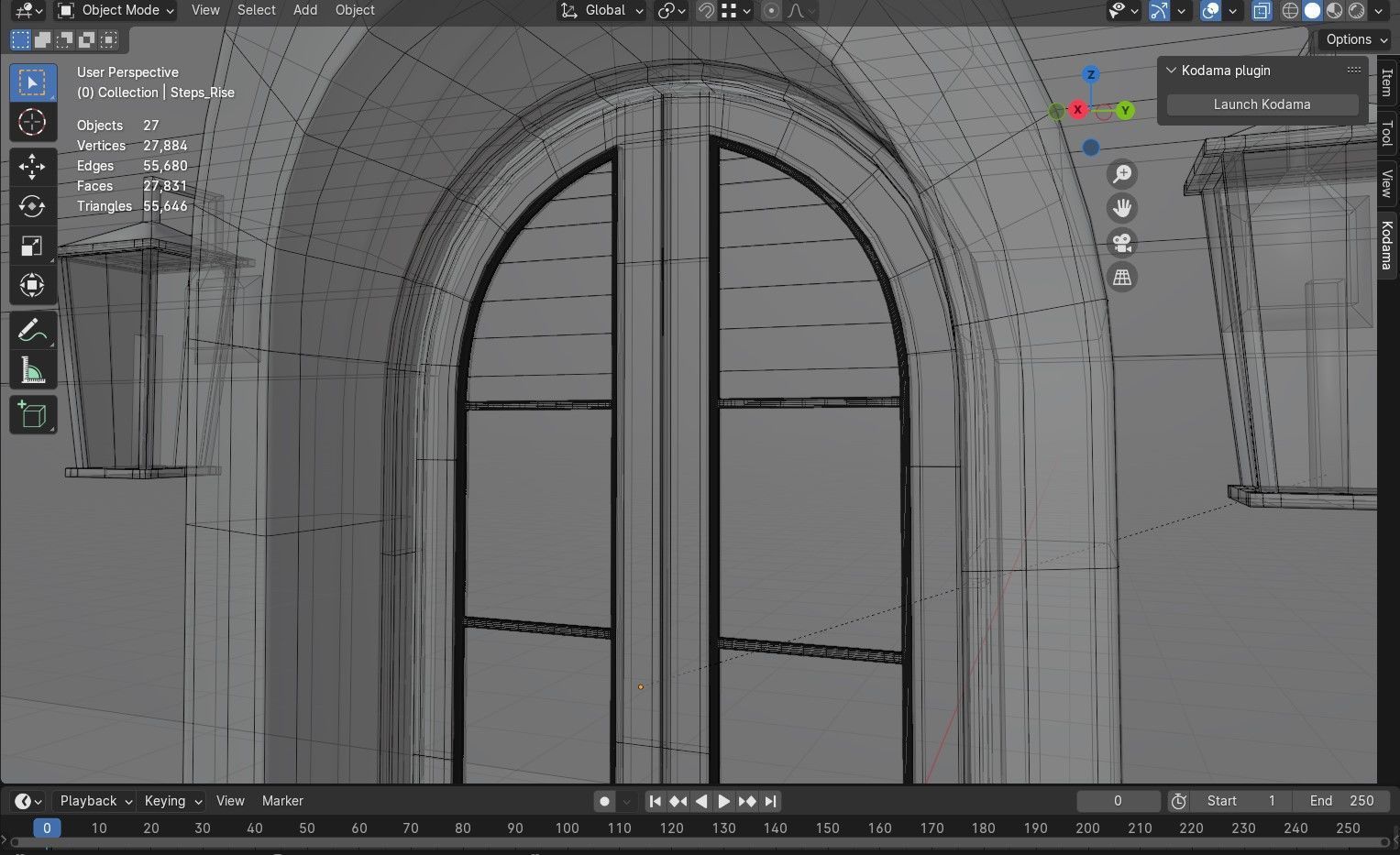 Classic Arch Wooden Double Glass Main Door 3D model_20