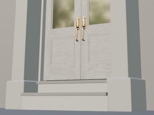 Classic Arch Wooden Double Glass Main Door 3D model_6