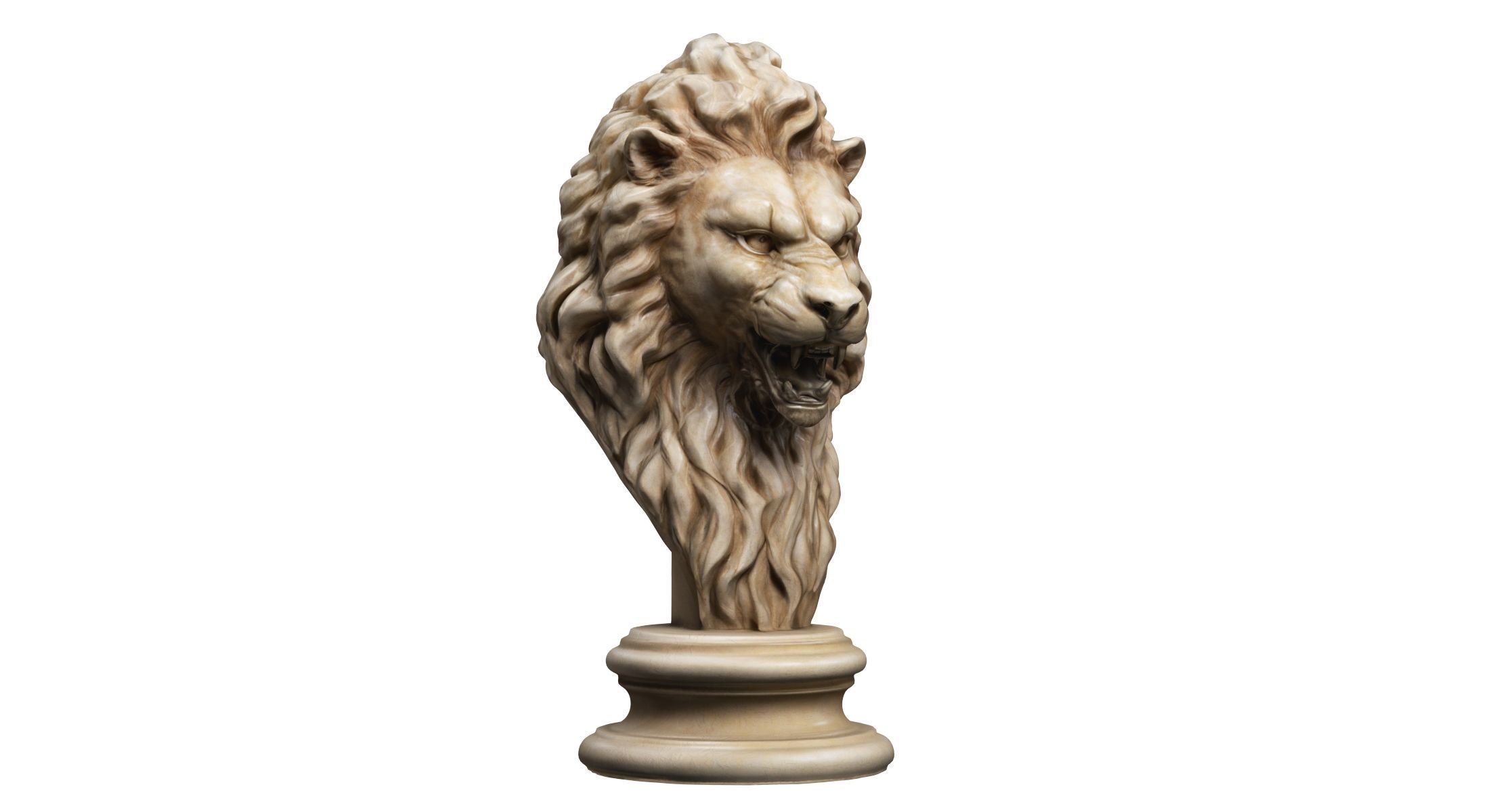 Lion Head Sculpture Animal Statue 3D model_2
