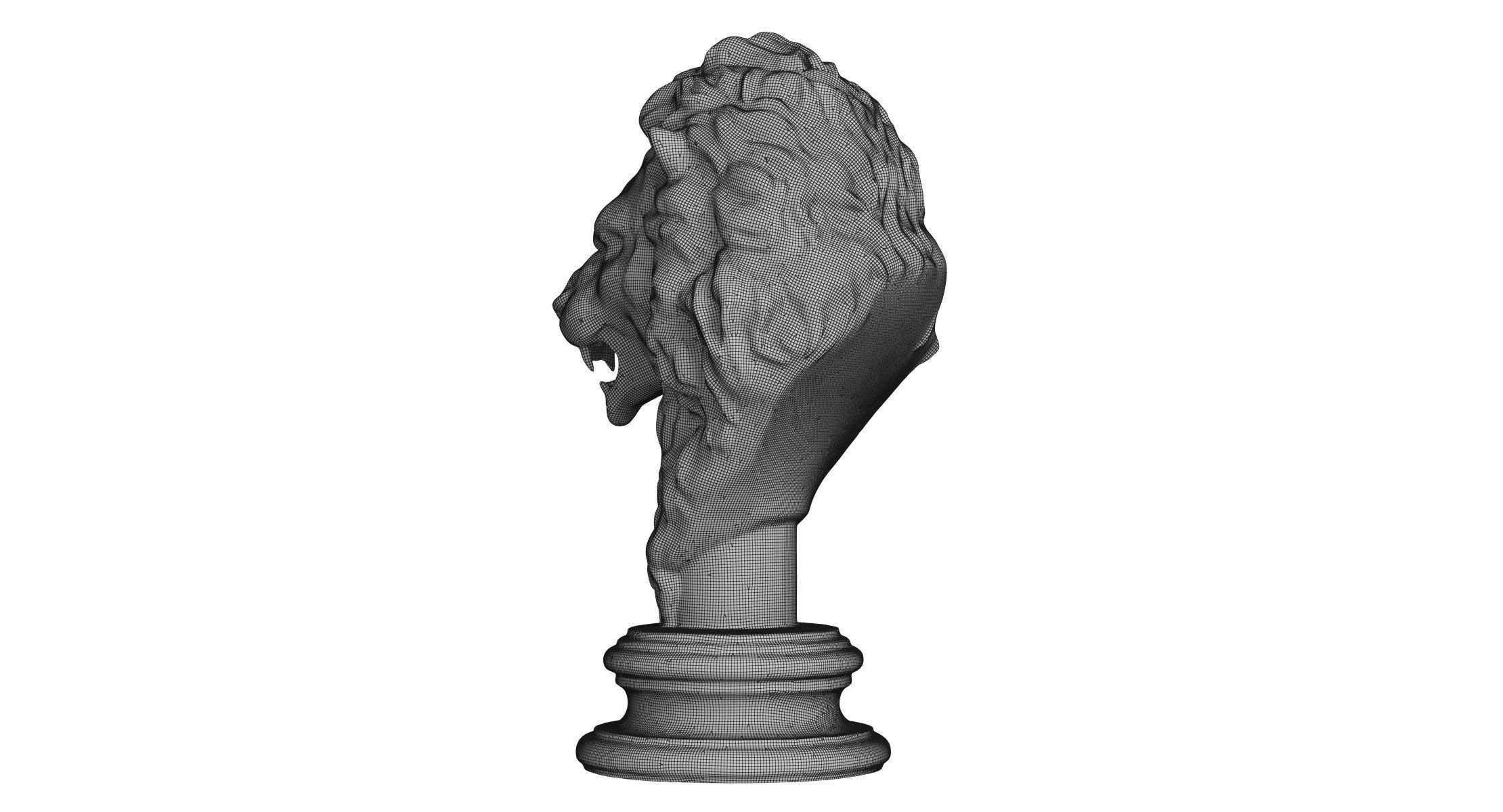 Lion Head Sculpture Animal Statue 3D model_9