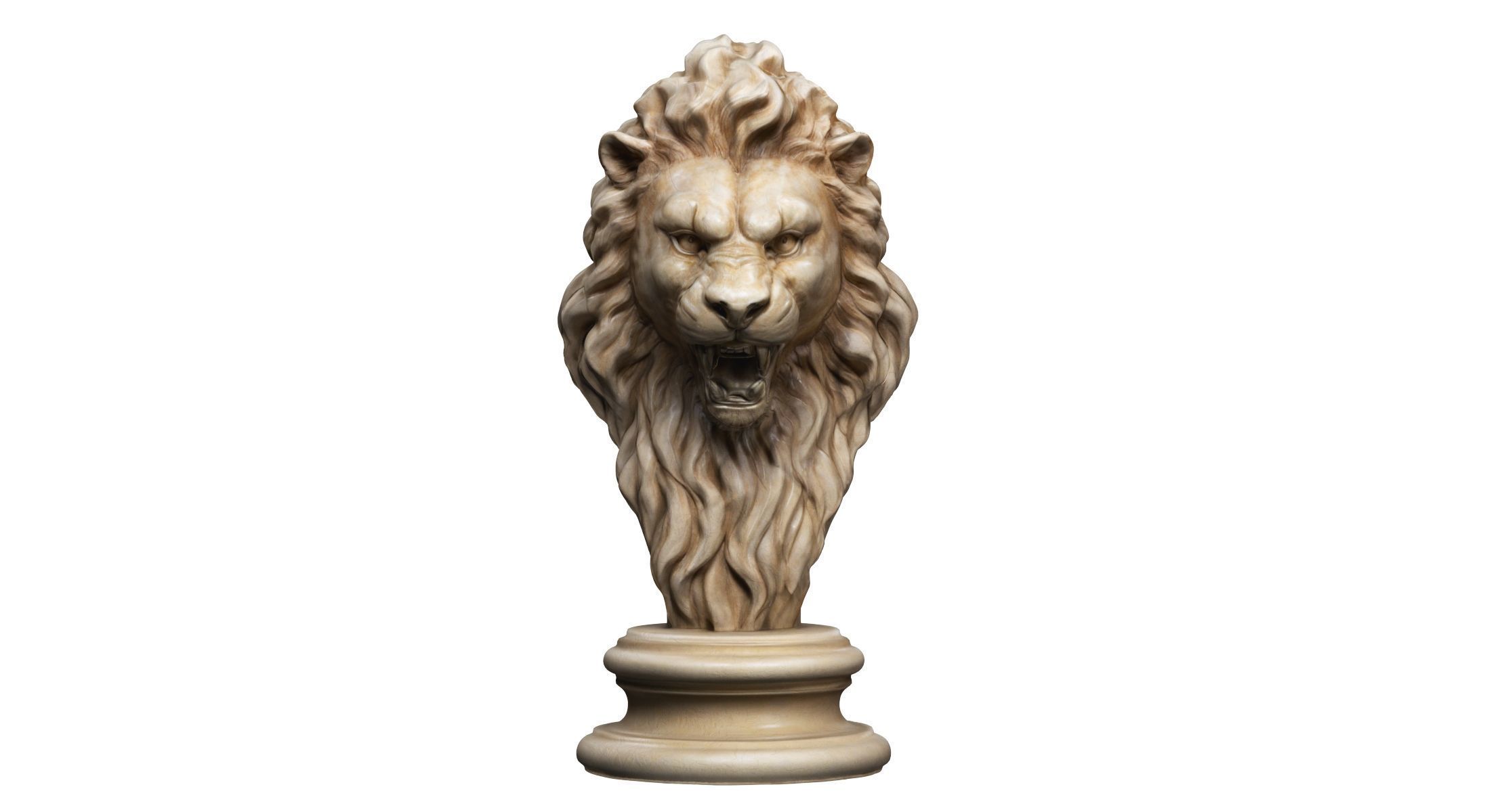 Lion Head Sculpture Animal Statue 3D model_1