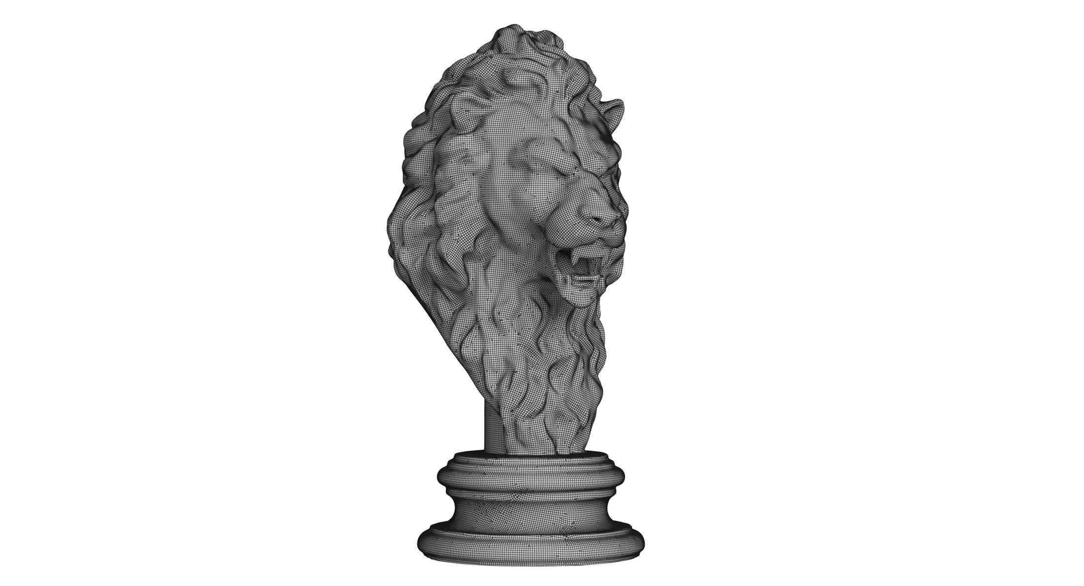 Lion Head Sculpture Animal Statue 3D model_8