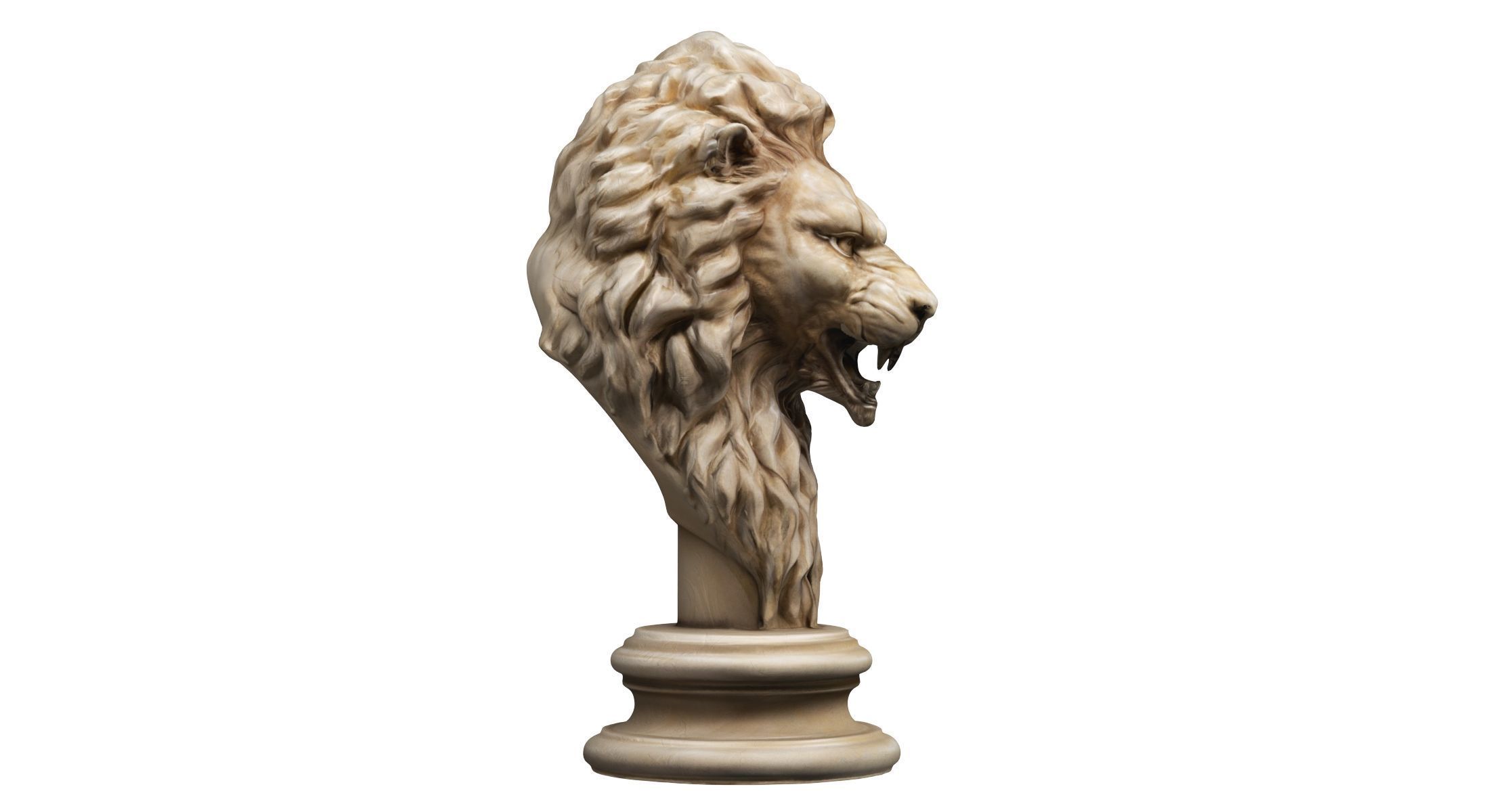 Lion Head Sculpture Animal Statue 3D model_3