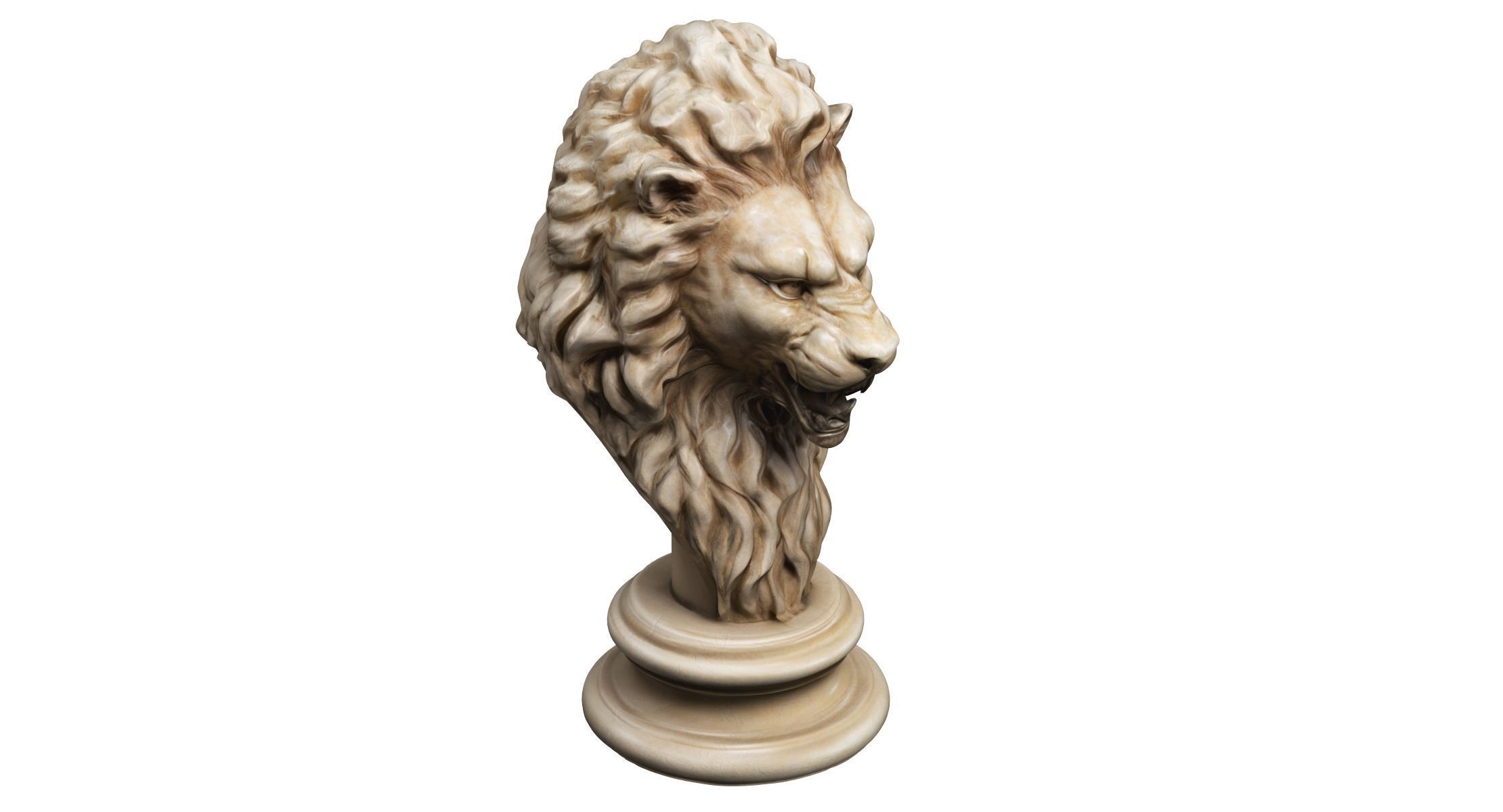 Lion Head Sculpture Animal Statue 3D model_6
