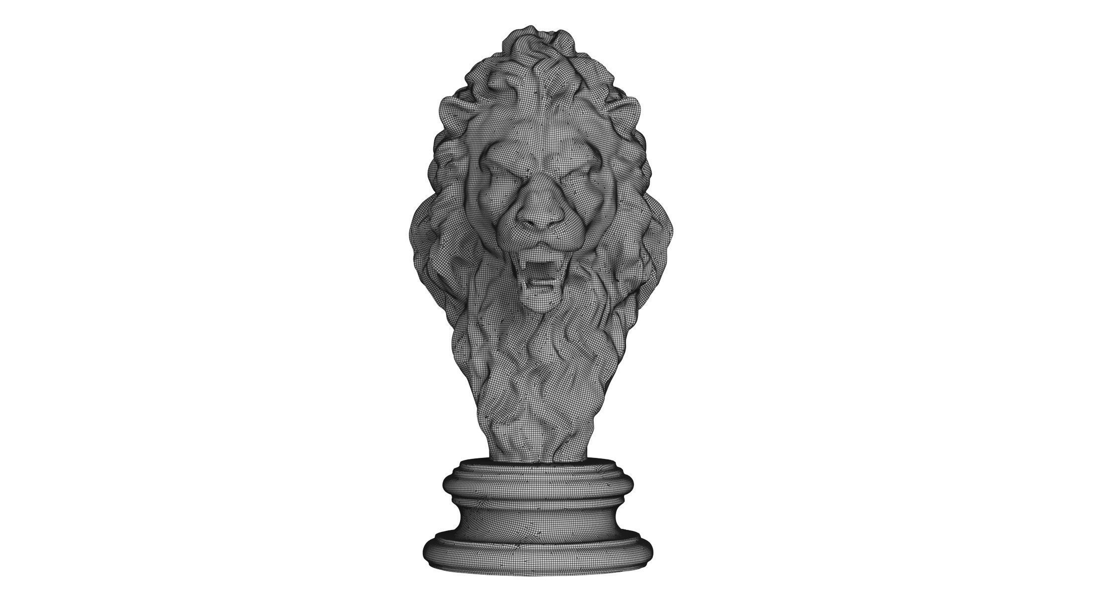 Lion Head Sculpture Animal Statue 3D model_7