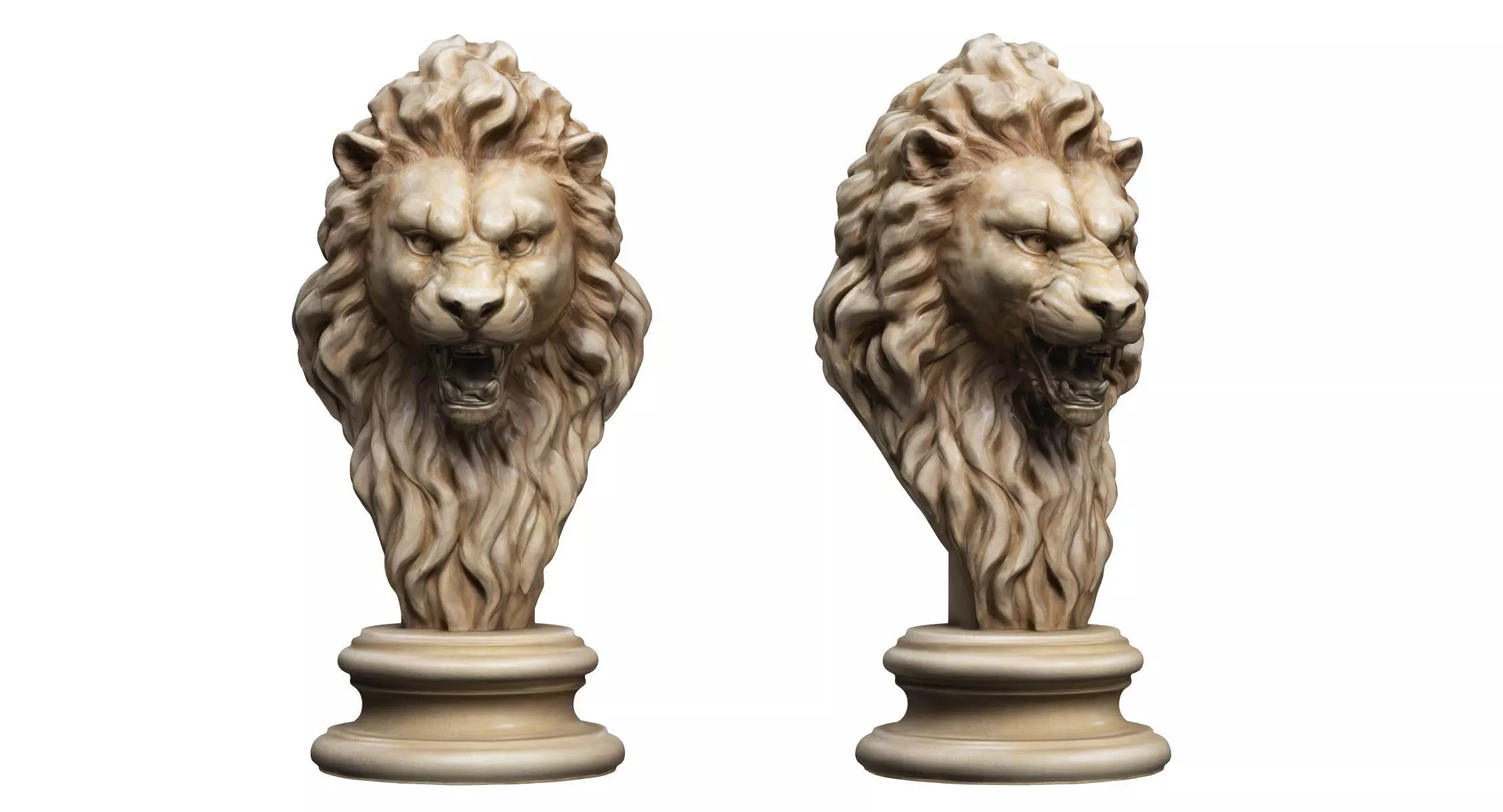 Lion Head Sculpture Animal Statue 3D model_0