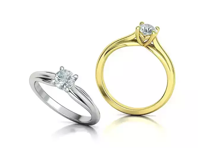 Half Carat Solitaire Engagement Ring 5mm stone 3dmodel 3D print model