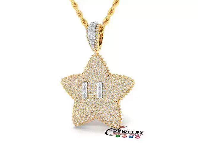 Custom Star Bubble Diamond Pendant - Star Necklace