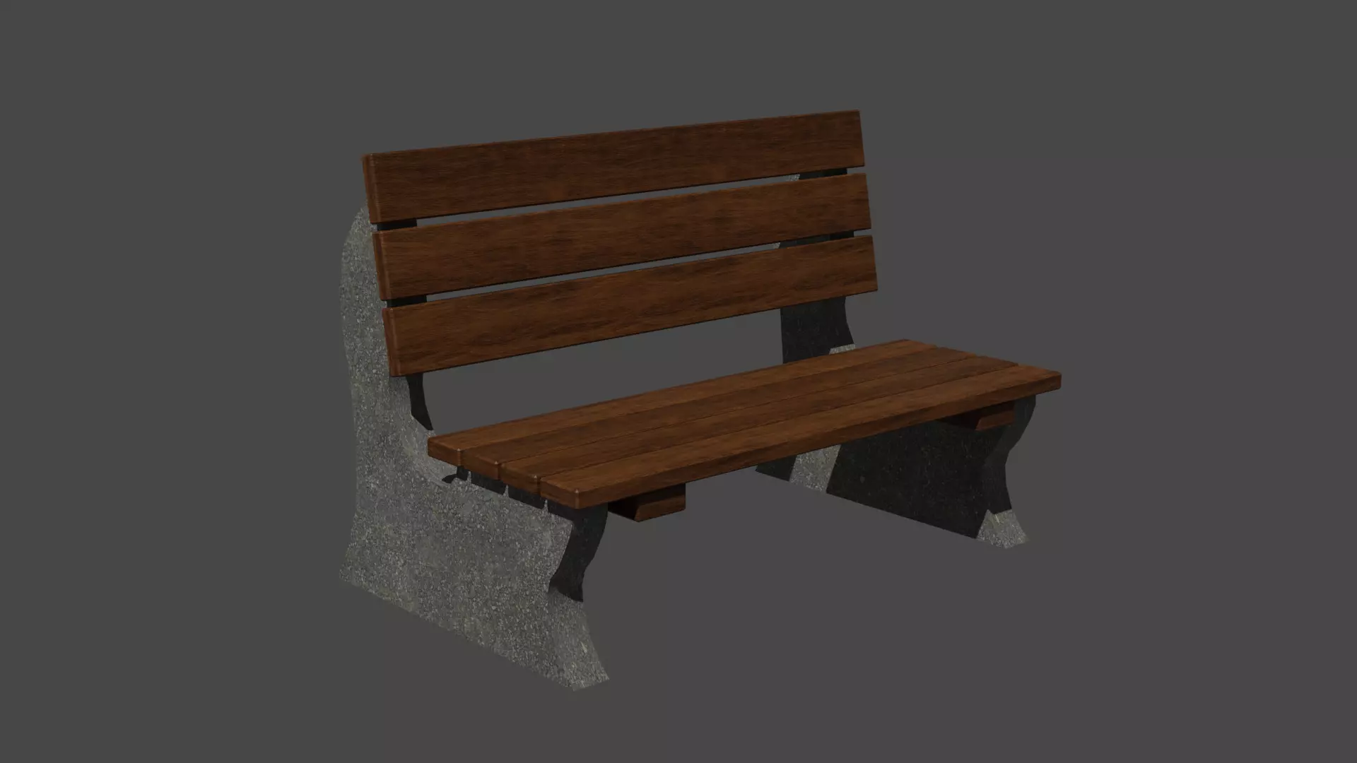 Park Bench Low-poly 3D model_0