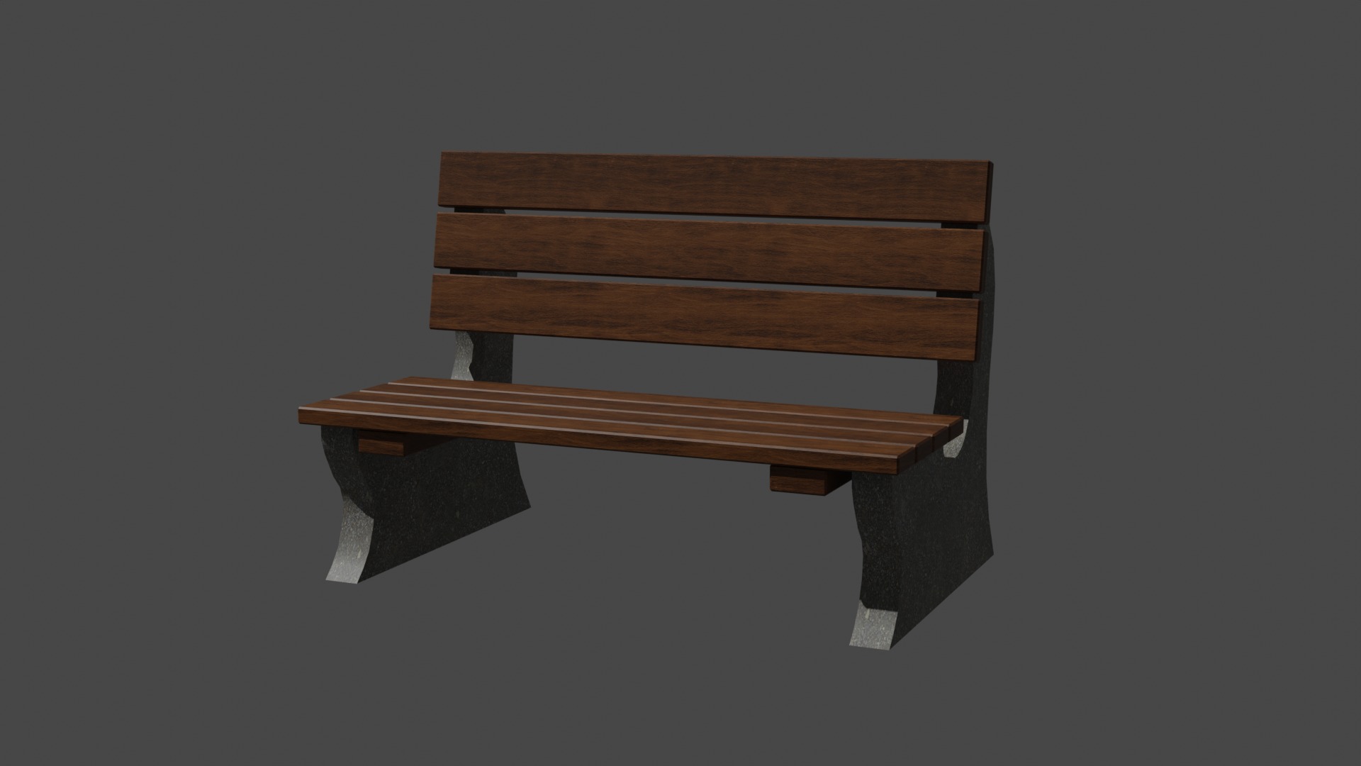 Park Bench Low-poly 3D model_1