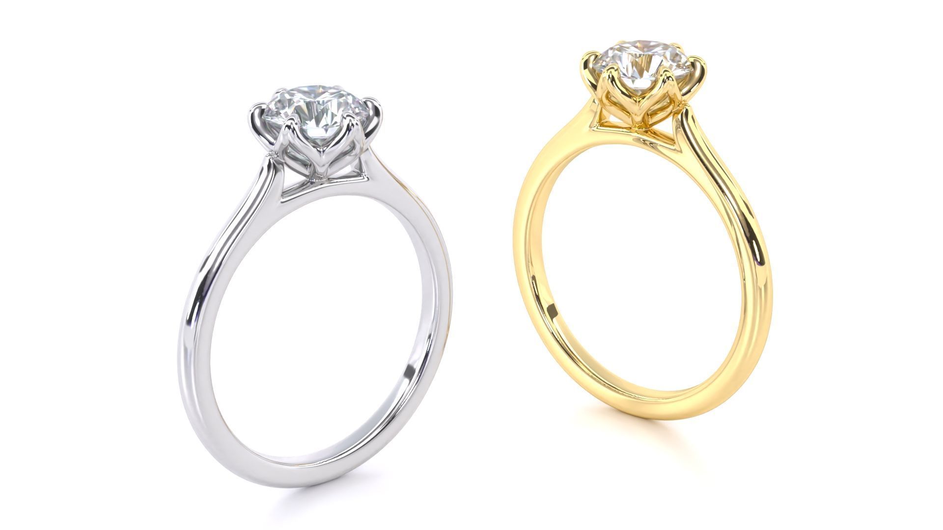 Round Solitaire with Tulip Setting Engagement Rings 3D print model_12