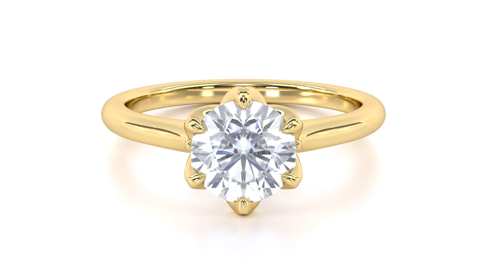Round Solitaire with Tulip Setting Engagement Rings 3D print model_6