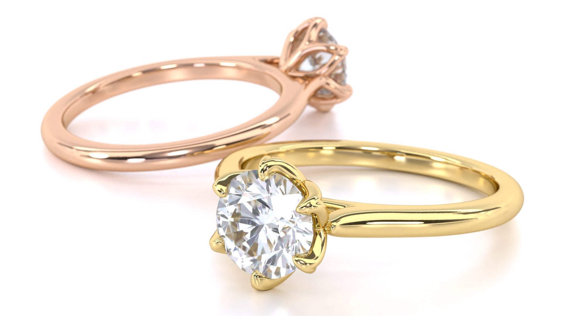 Round Solitaire with Tulip Setting Engagement Rings 3D print model_10