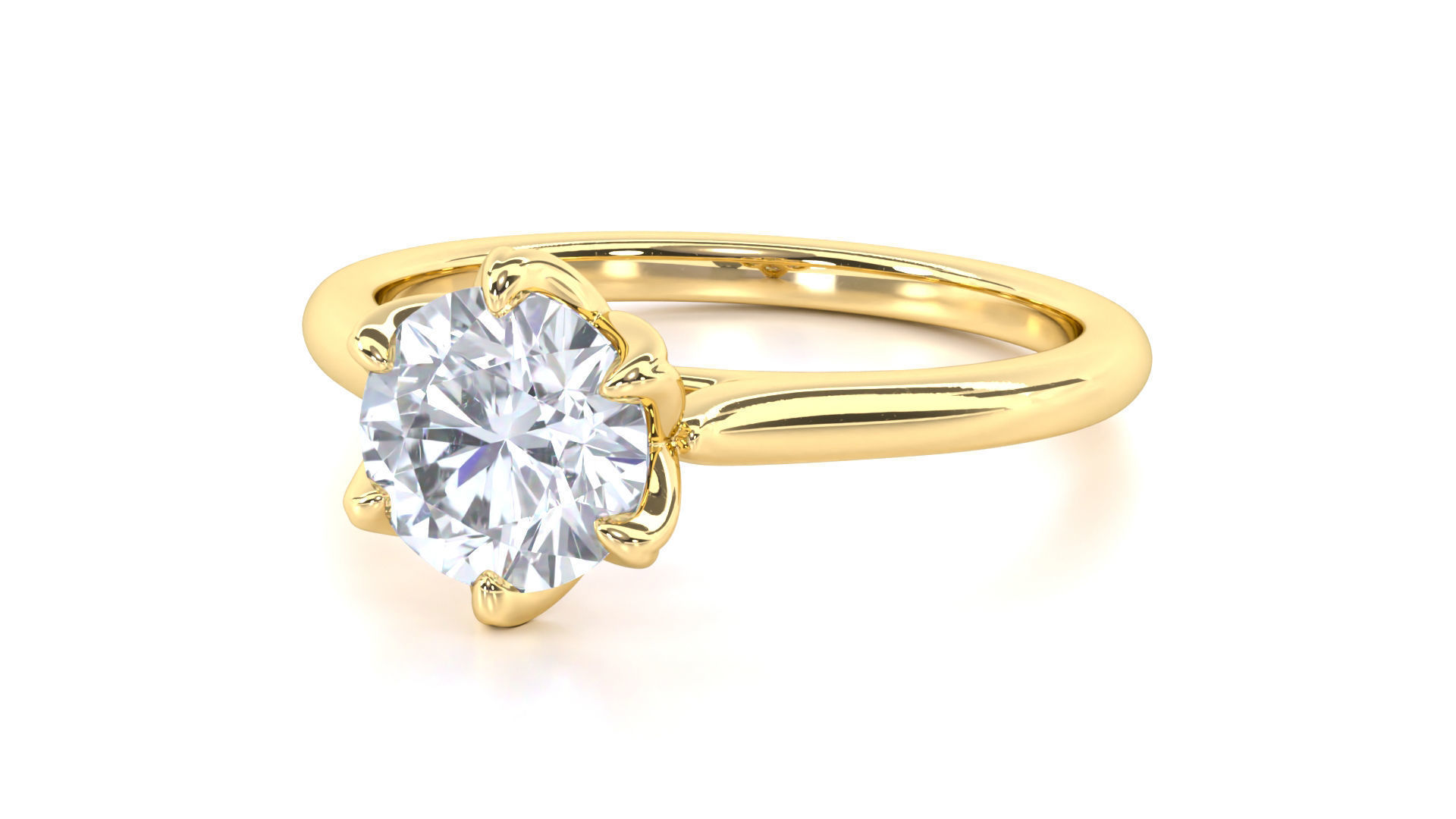Round Solitaire with Tulip Setting Engagement Rings 3D print model_3
