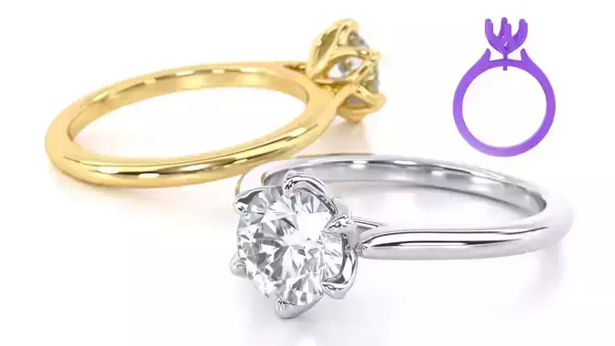 Round Solitaire with Tulip Setting Engagement Rings