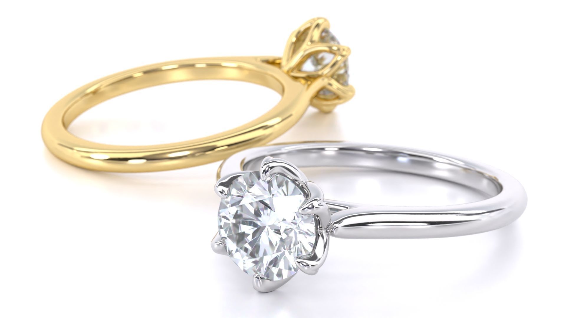 Round Solitaire with Tulip Setting Engagement Rings 3D print model_9