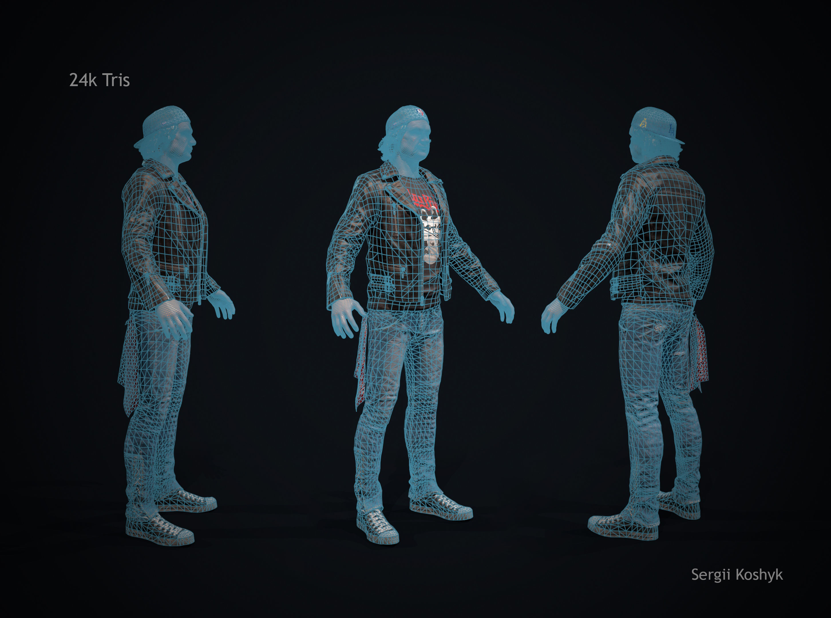 Jacket T-shirt Low-poly 3D model_3