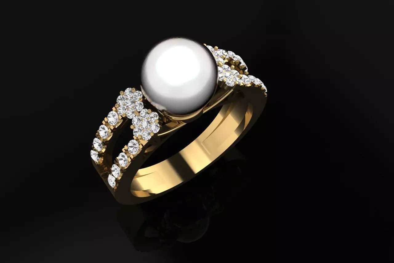 Pearl Flower Ring Free 3D print model