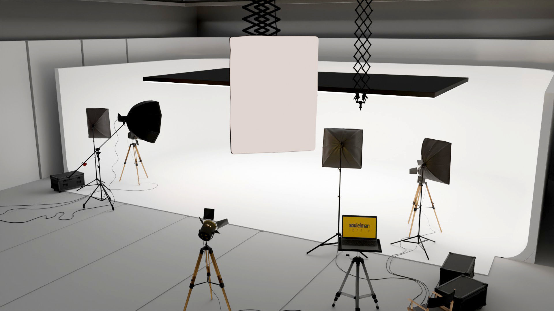 Lighting Studio Scene 3D Blend File Free model 3D model_2