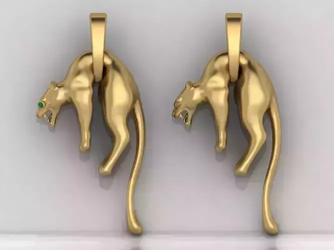 2 Panther Pendants With Stone And Plain models 3D Printable STL