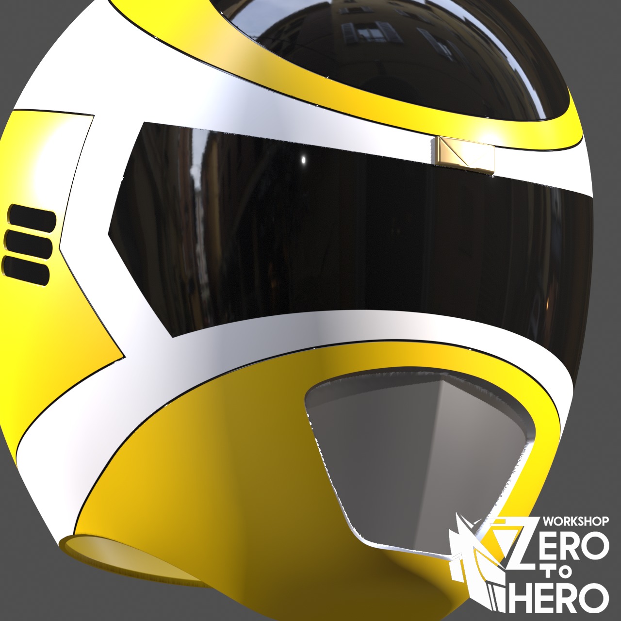 Power Ranger In Space Yellow Helmet 3D print model_4