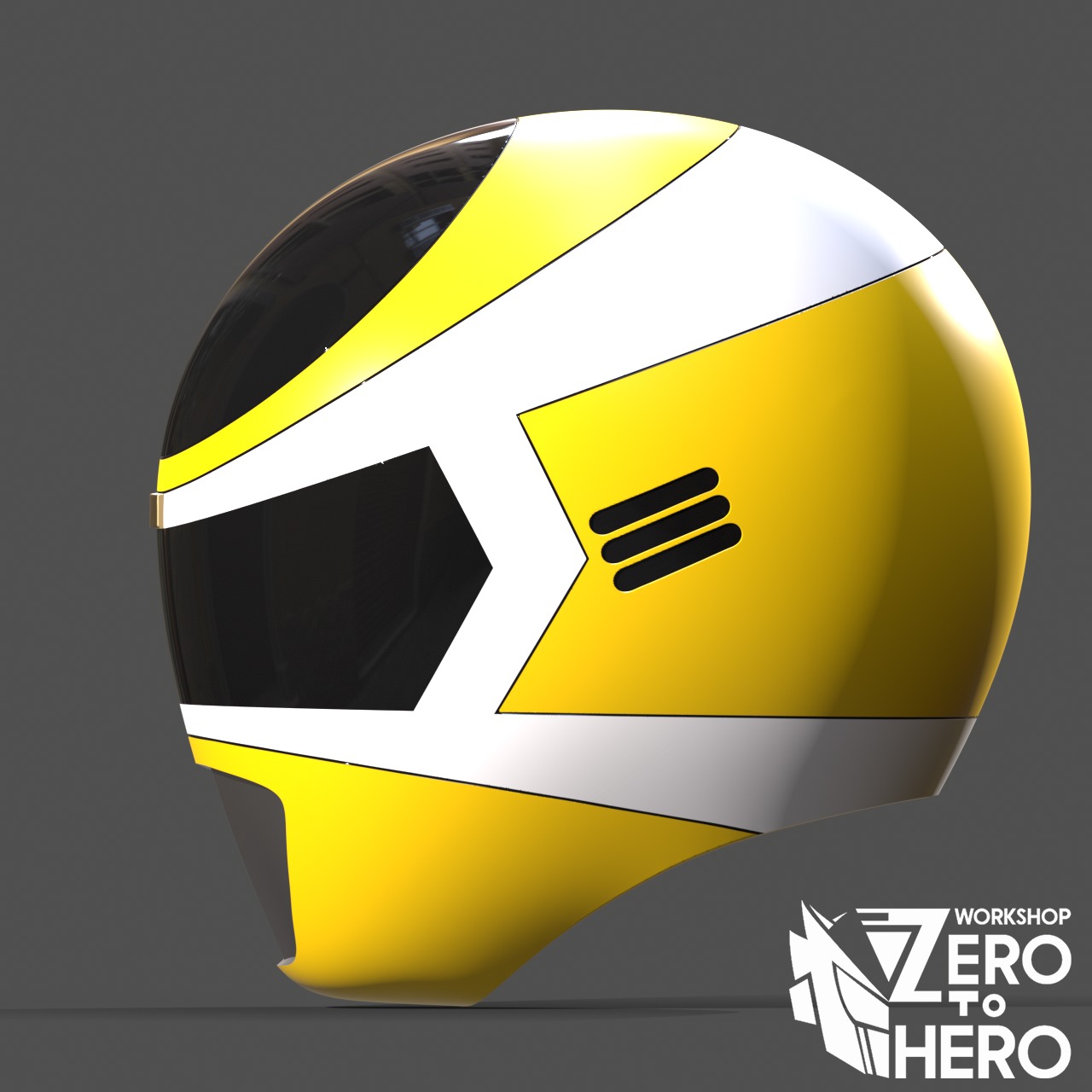 Power Ranger In Space Yellow Helmet 3D print model_2