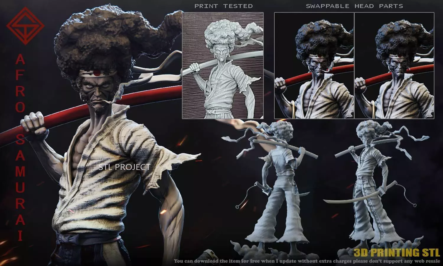 Afro Samurai 3D print model_0